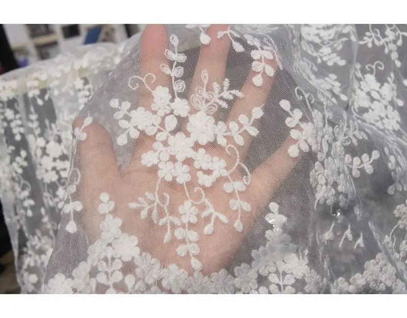 Bordados De Flores De Tecido Bege Suave Feito A Mão Diy Roupas De Rendas Bordados De Malha Hanbok Tecido