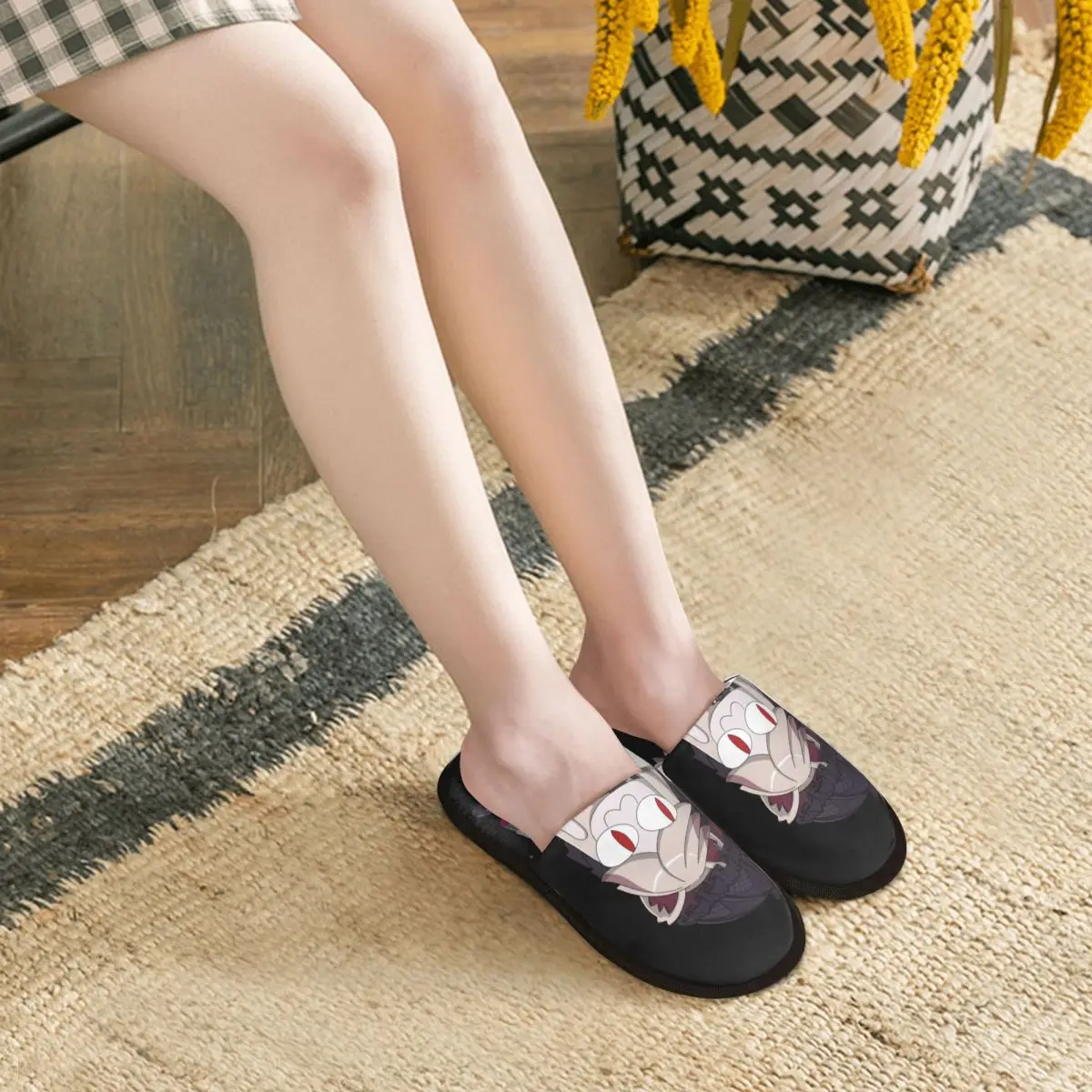 Impressão Personalizada Mulheres Engraçado Meme Neco Arco Casa Chinelos De Quarto Suaves Anime Mangá De Espuma De Memória Fofo Chinelo Interior Para O Exterior Sapatos