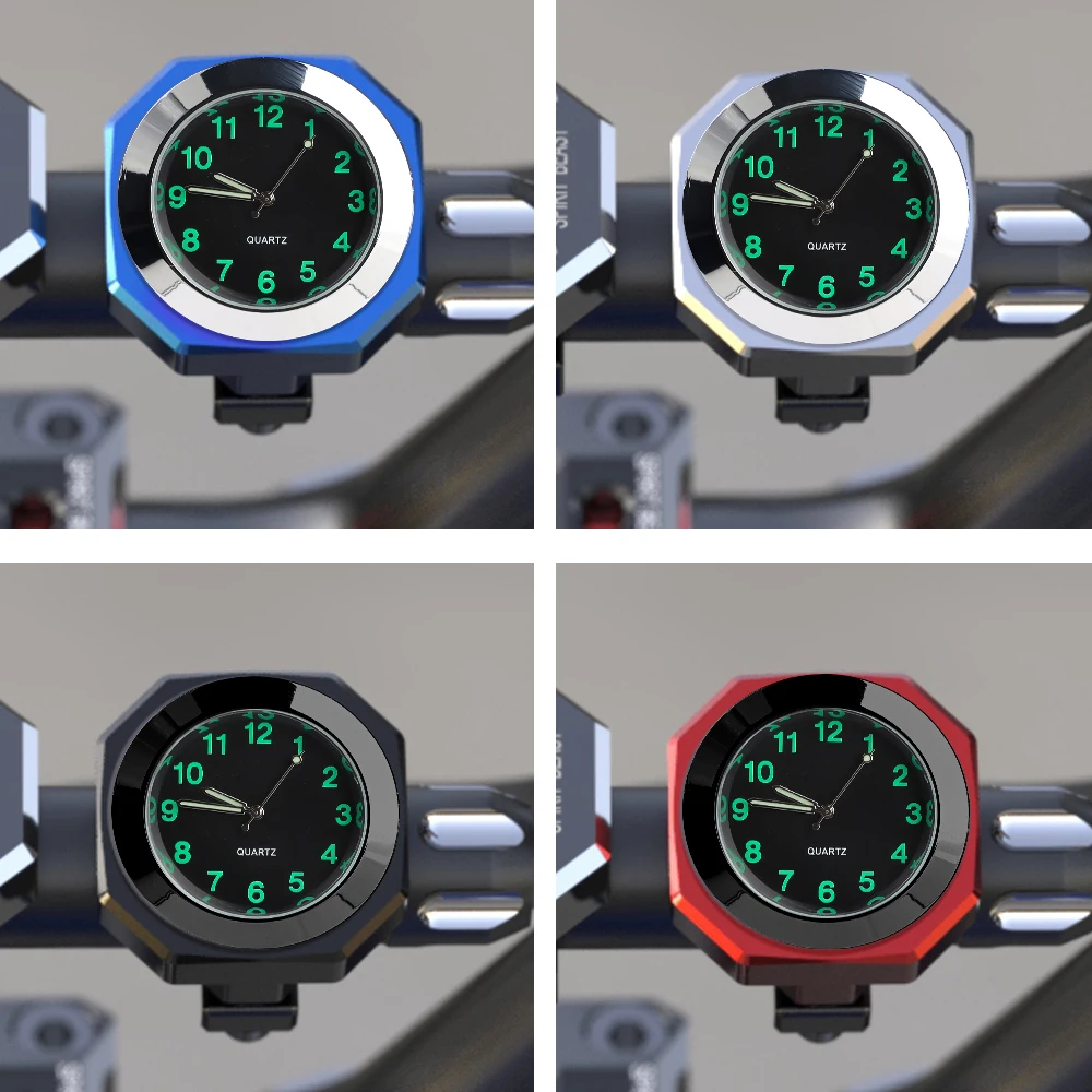 A Liga de alumínio da Motocicleta Relógio Impermeável Monte Relógio de Quartzo do Relógio Luminoso do Relógio de 22 de 28mm de Guidão Estilo de Acessórios para carros