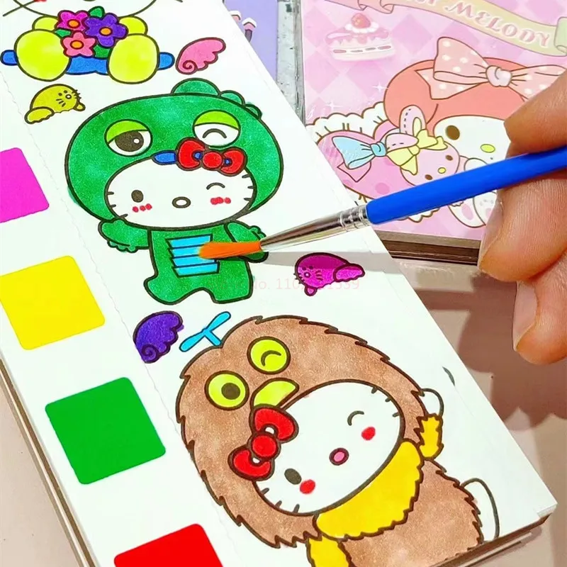 15pcs Cartoon Cinnamoroll Minha Melodia Kuromi Crianças Diy Aquarela para Colorir livro de Nota, Livro de desenhos de Crianças Brinquedos Atacado