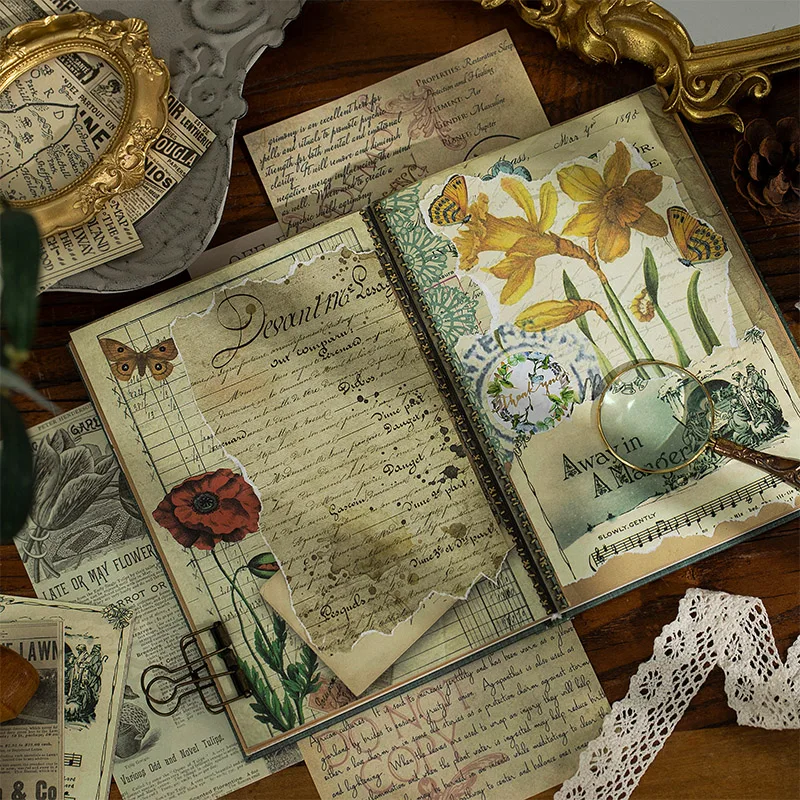 30 peças, Material este nostálgico literária retrô romântico livro manual decoração fundação papel de decoração de 6 seleções