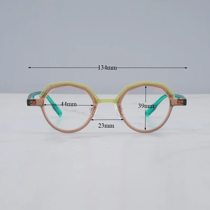 2023 Novo Chegar Vintage Óculos Redondos Quadro de Homens Tons Nicho de Mão de Artesanato em Patchwork Marrom vs Verde Acetato de Óculos Mulheres