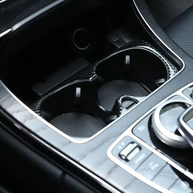 para a Mercedes Benz W205 C Classe C180 C200 C300 GLC Acessórios de Fibra de Carbono, Interior do Carro porta-Copo Moldura Guarnição Adesivos