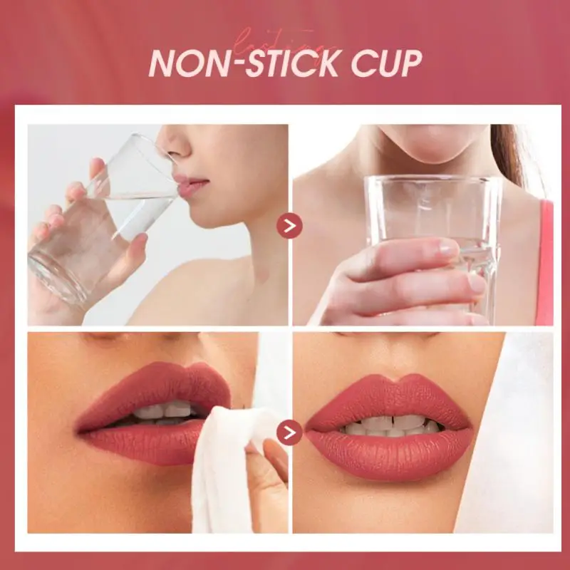 O Velvet Matte Lip Gloss Hidratante Suave Névoa Lip Glaze 12 Cores de Lip Tint Pigmento Impermeável, Não-vara da Copa Gloss de Lábios Maquiagem