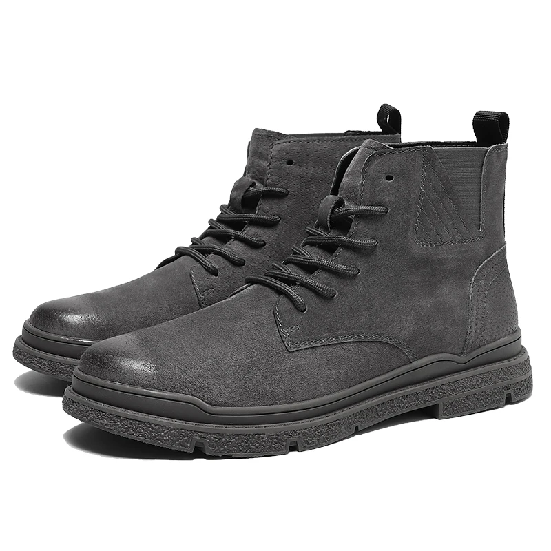 2023 Nova Couro Casual Sapatos de Alta Auxiliar de Sapatos de Trabalho ao Estilo Britânico Chelsea Boots antiderrapante Homens Exterior Booster Sapatos
