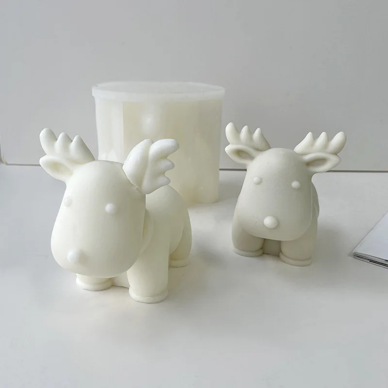 3D Bonitos do Natal Moose Sinos de Silicone Vela Moldes DIY Artesanal Animal de Artesanato de Gesso Epóxi Tornando Ferramentas para Presentes de Natal