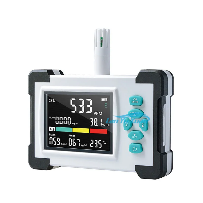 Temperatura, umidade e CO2 COVT HCHO medidor de gás testador de monitoramento da qualidade do ar CO2 detector de analisador de pm10 pm 2.5 analisador de