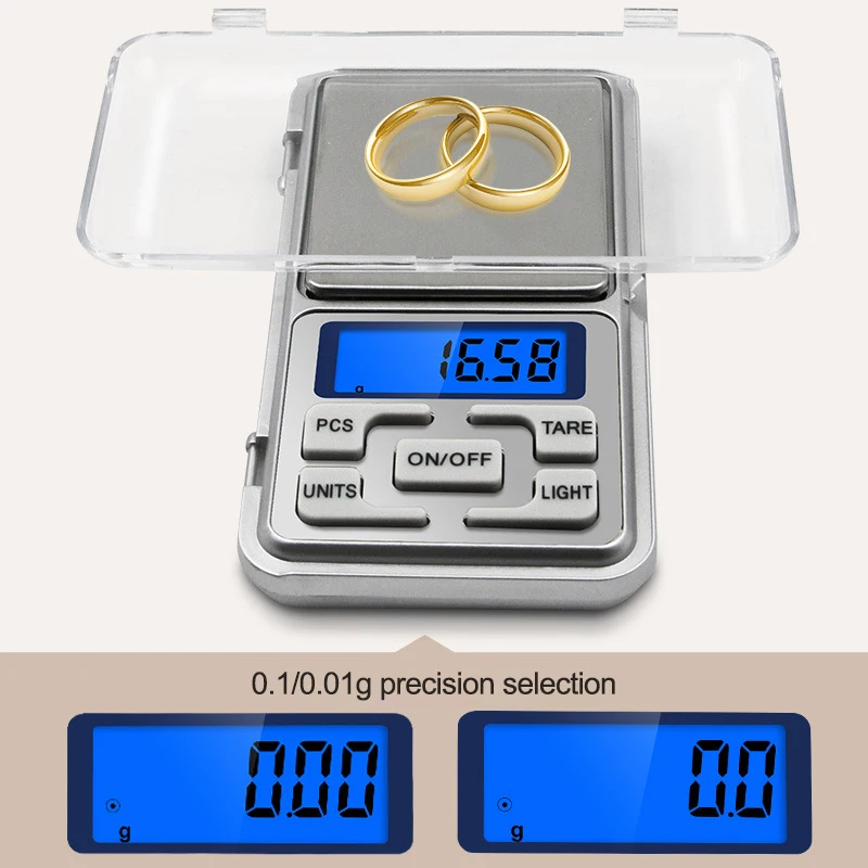 Precisão de Jóias Escala de Peso de Diamante Equilíbrio de peso da Cozinha de Digital de Bolso Mini Escala 100/200/300/500 g 0,1 g/0,01 g