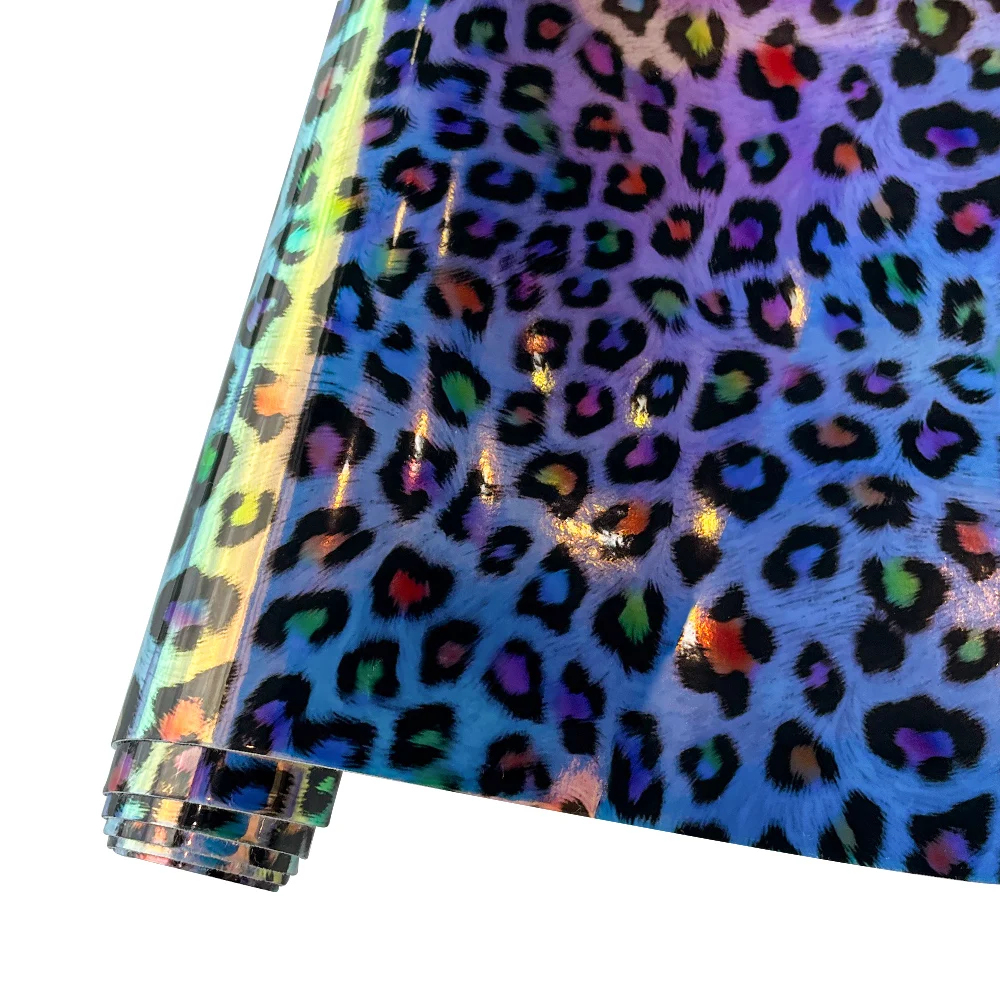 Leopard print snake print de zebra impressão de PVC de flanela holográfico tecido suave, peça para fazer sacos de arcos capas de cadernos brincos
