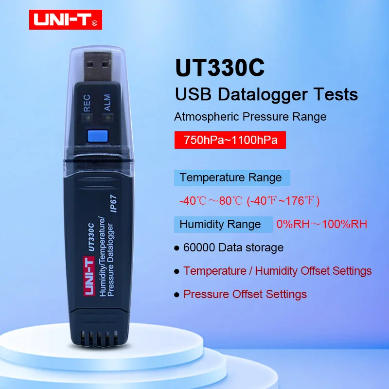 UNIDADE UT330A/B/C Digital registrador de dados de temperatura e umidade usb 60000 Temp Gravador Registrador Registrador de Temperatura de -40~80 ° C(-40~176F)