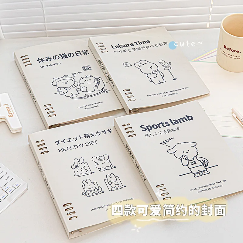 Desenhos animados Coelho Arquivador do Caderno do Aluno de Bobina de folha Solta do Livro de Urso Bonito Diário bloco de notas coreano artigos de Papelaria