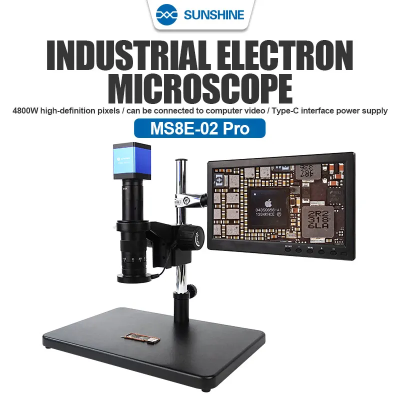 SOL MS8E-02 PRO 4800W Eletrônico Microscópio Digital Para Soldar Conjunto de Microscópio de 1080P HDMI USB Industrial Lente da Câmera