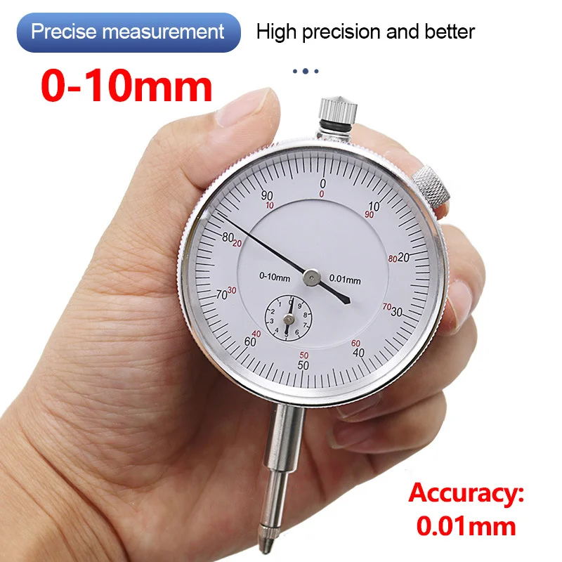 Dial Indicador de Medidor 0-10mm Medidor de Alta Precisão de 0,01 a Resolução de Concentricidade Teste de Metal Mecânica Micrômetro comparador