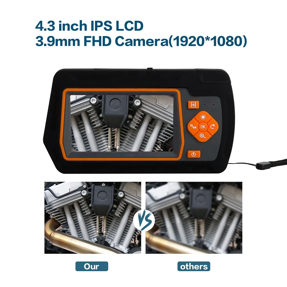 Tela LCD Micro Câmera de Inspeção Industrial Endoscópio, de 4,3 polegadas, com 5,5 mm Ponteira 1080P HD de 32GB TF Cartão de Wifi USB de Ângulo Amplo