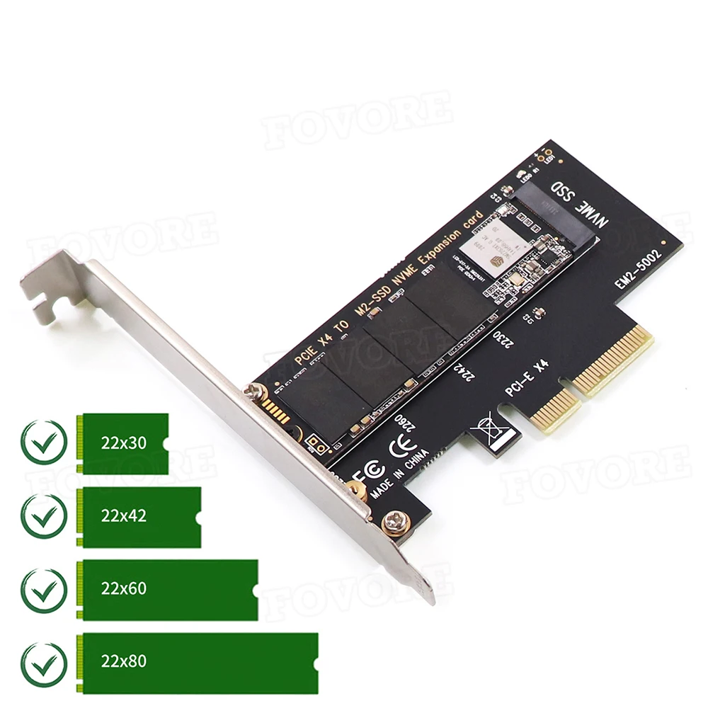 PCIE Para M 2 Adaptador NVMe SSD M2 PCIE X4 Riser PCI E PCI Express Tecla M Placa Suporta 2230 2242 2280 2260 Com Dissipador de Alumínio