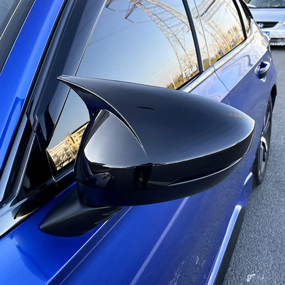 Carro Porta do Lado do Asa de Espelho de Vista Traseira Tampa de acabamento para-Honda Civic 11 de Geração Até 2022 2023 Modificado Chifres Shell Preto Brilhante