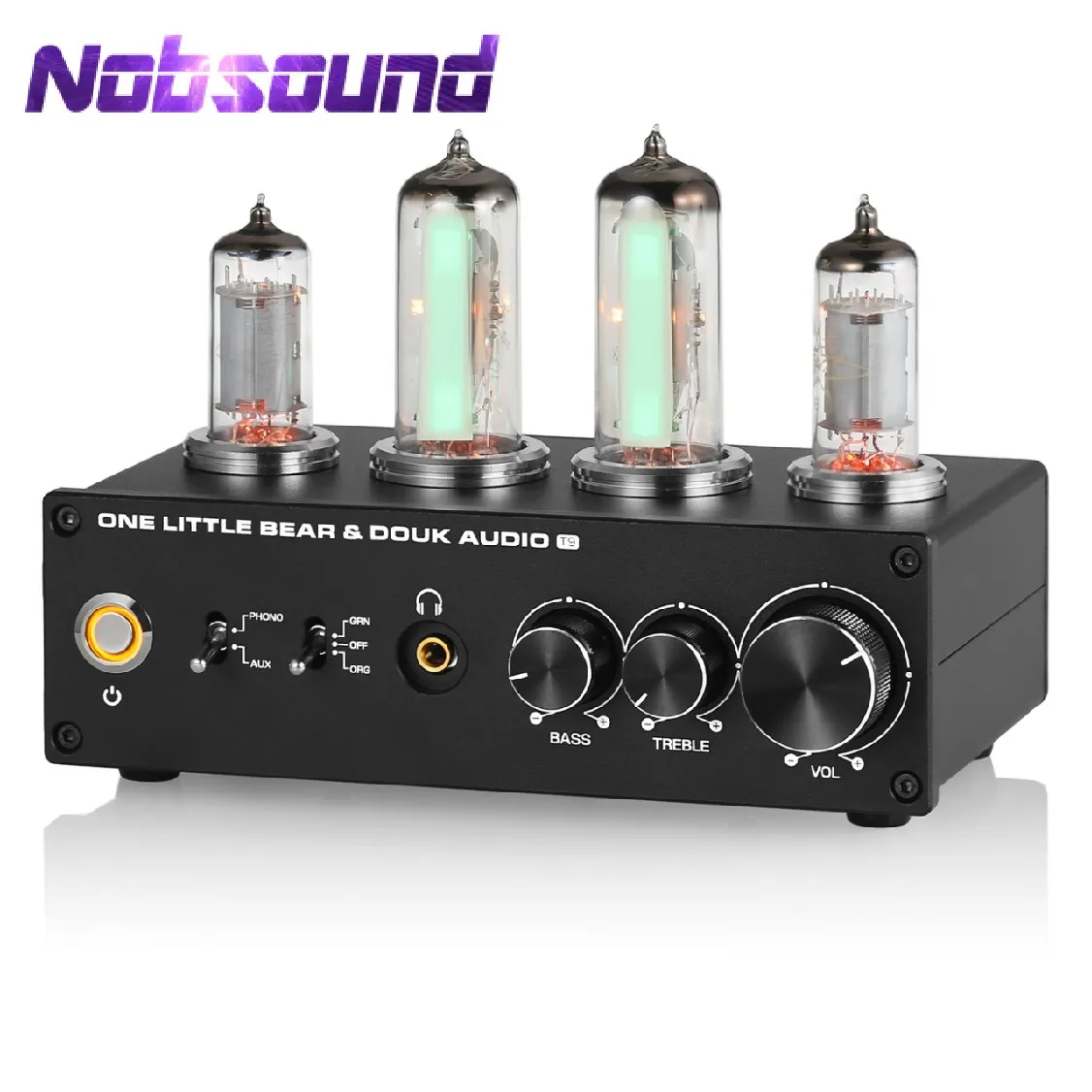 Nobsound T9 Mini 6E2 MM/MC Phono mesa Giratória de pré-amplificação de som hi-fi Áudio Tubo de Vácuo pré-Amplificador Dekstop Auscultadores