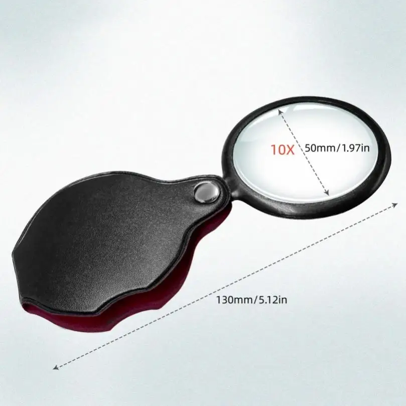 10X de Bolso de Dobramento Lupa Portátil Acrílico Lente Óptica Mini lente de aumento com Bainha Protetora para o Estudo de Plantas