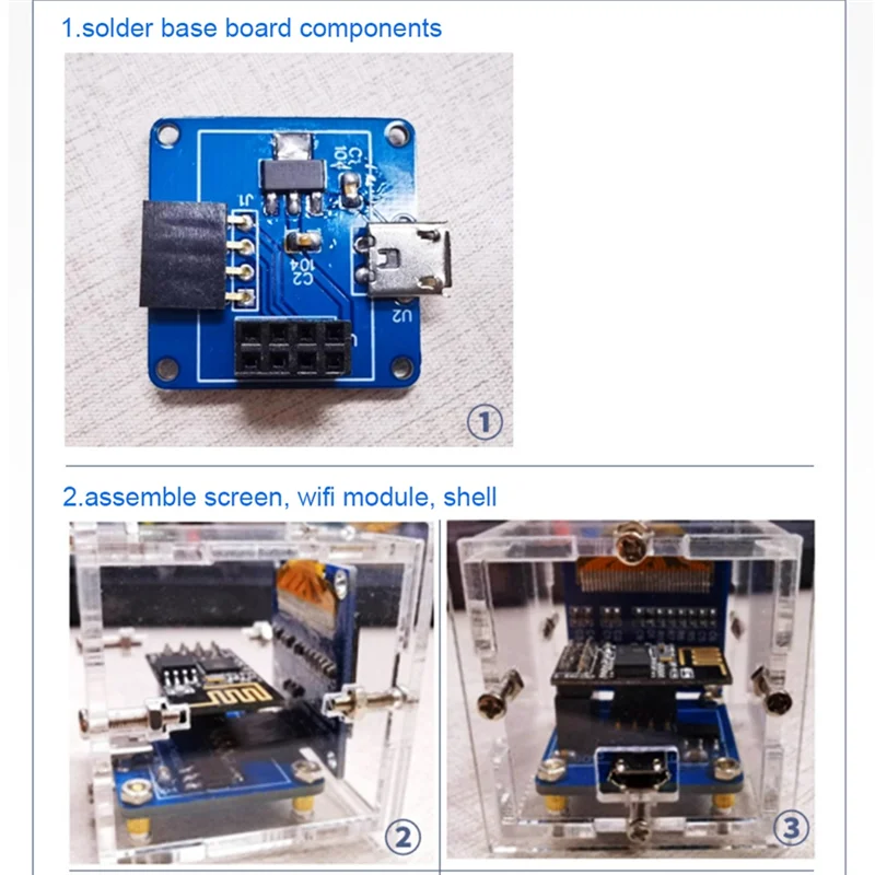 ESP8266 DIY Kit Eletrônico Mini Relógio Visor OLED de Conectar-se com o Shell DIY Solda Projeto