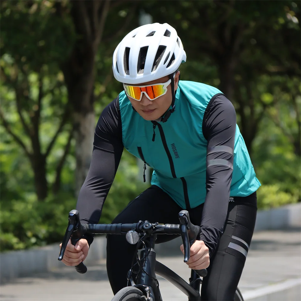 WOSAWE Ciclismo Colete Vento Homens Verdes 2023 sem Mangas Bicicleta Gilet Preto Leve Exterior à prova de Vento MTB Esportes Colete Vento