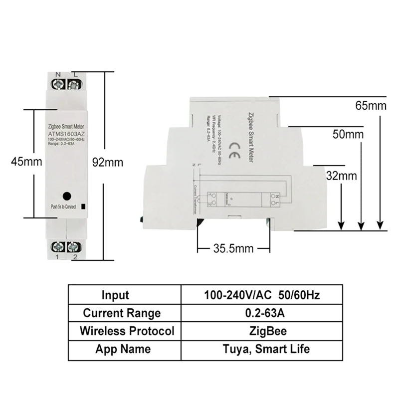 Digital Medidor de Energia 63A Com Transformador de Corrente Sensor de Prendedor de Consumo de Energia do Monitor de 110V 240V