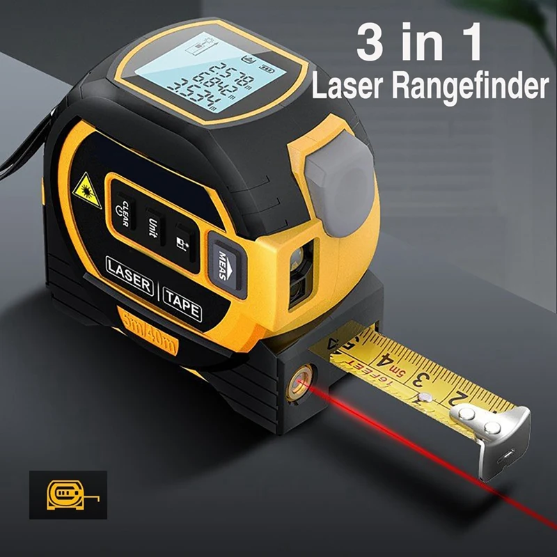 Digital a Laser Rangefinder Medidor de Distância Infravermelho Portátil Localizador de Intervalo de 5M Fita métrica 3 In1 Display LCD 60M