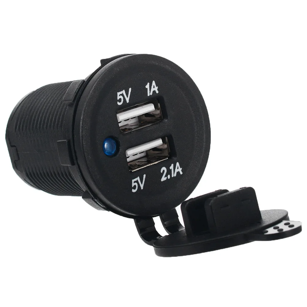 Carga rápida Carro Dual USB conector de Carregador Automático Adaptador QC3.0 3.1 Um Impermeável com Voltímetro Mudar para 12V/24V Motocicleta ATV RV