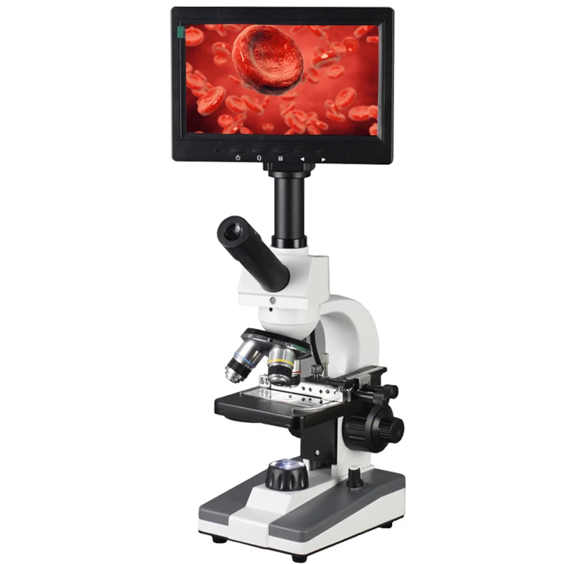 7 Polegadas LCD + Case em Alumínio + 5MP Pixel XSP-116D 400X Sangue Microscópio Microscópio Digital