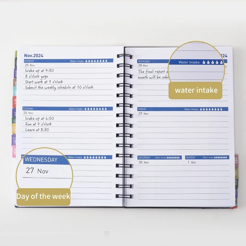 Encontro Semanal Livro Plano De Livro De Agendamento De Livro Plano De Livro De Ordens Do Caderno Preto Durável