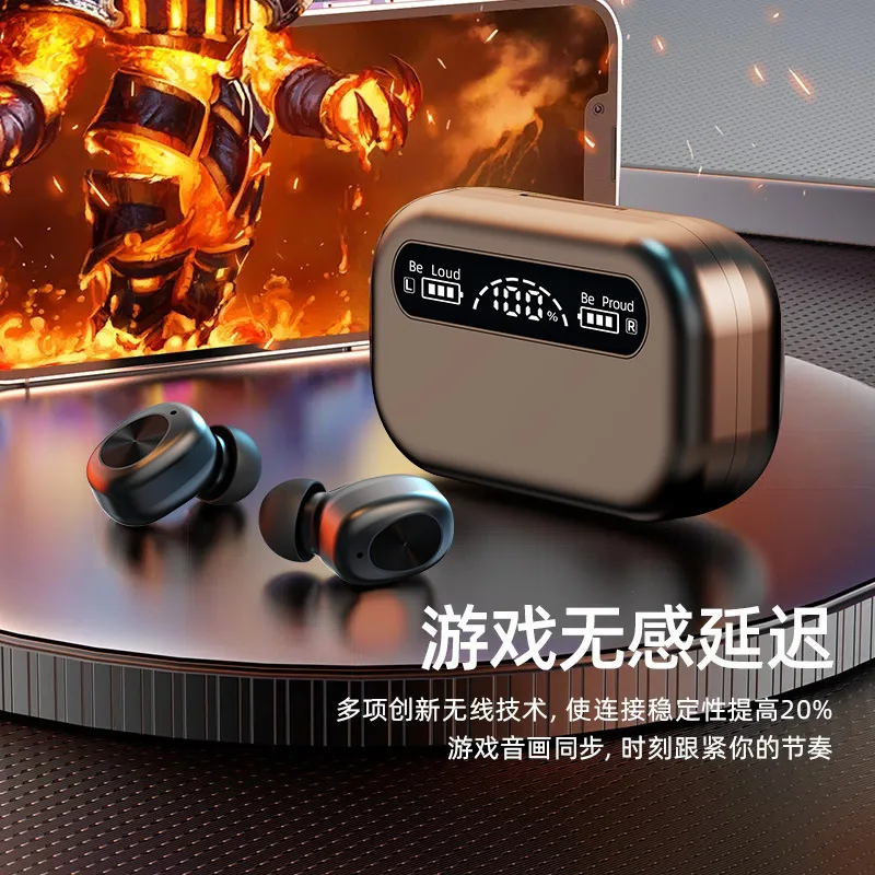 TWS-T8 Fone de ouvido sem Fio Bluetooth 5.3 Resistência 24h Redução de Ruído Tela de LED Sem Atraso de Jogo Portátil de Música, visualizar vídeos