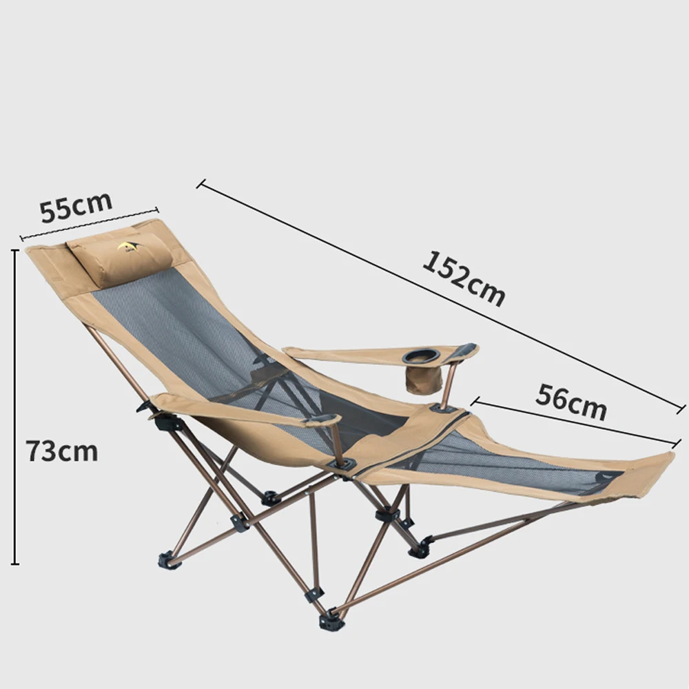 Exterior cadeira dobrável, sentado e deitado de dupla finalidade almoço cadeira portátil, cadeira de praia, cadeira de pesca, camping e picn
