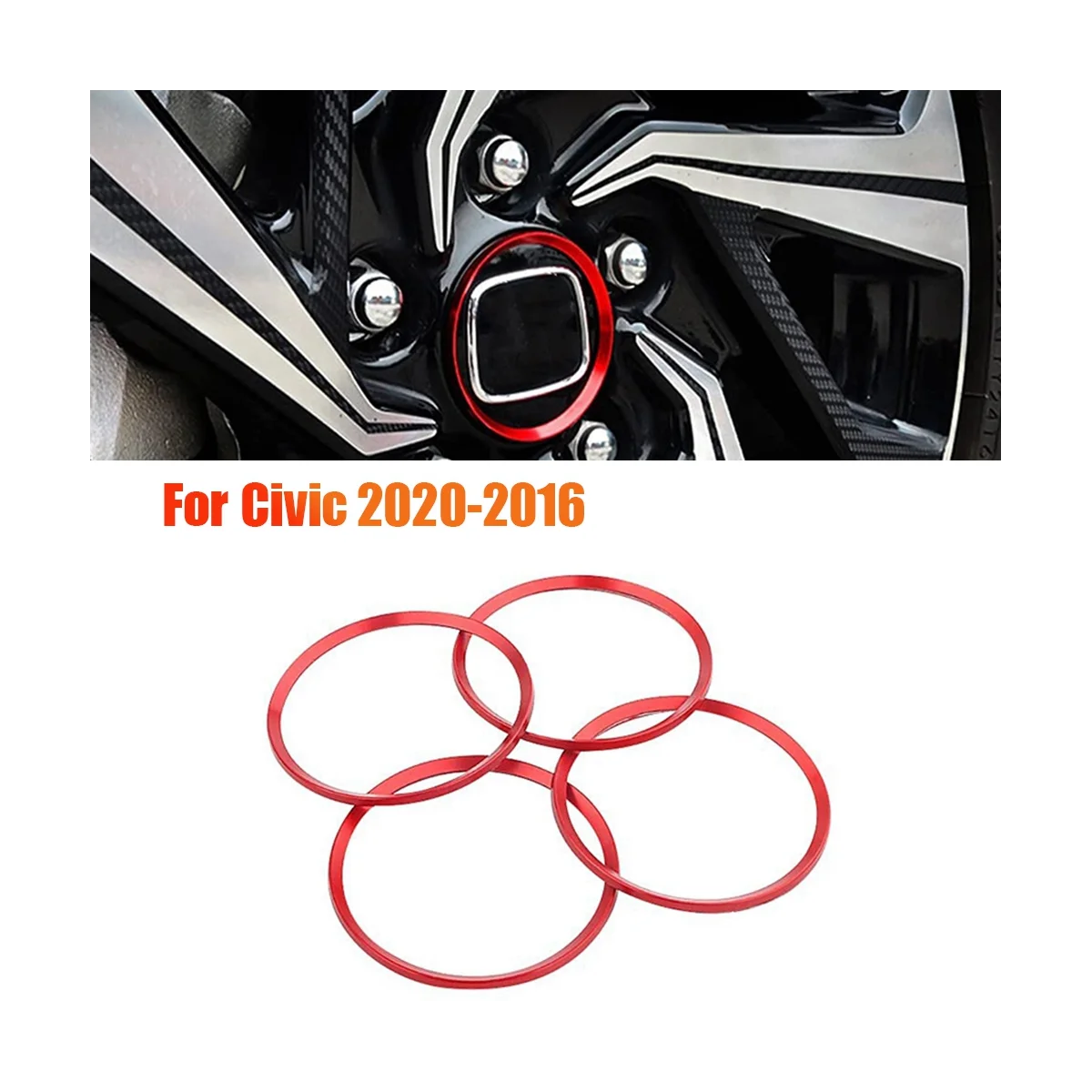 4Pcs Hubs Anéis de Centro de Roda Tampas de acabamento para Honda Civic 2020-2016 Leve Tampa Central da Decoração da Liga de Alumínio