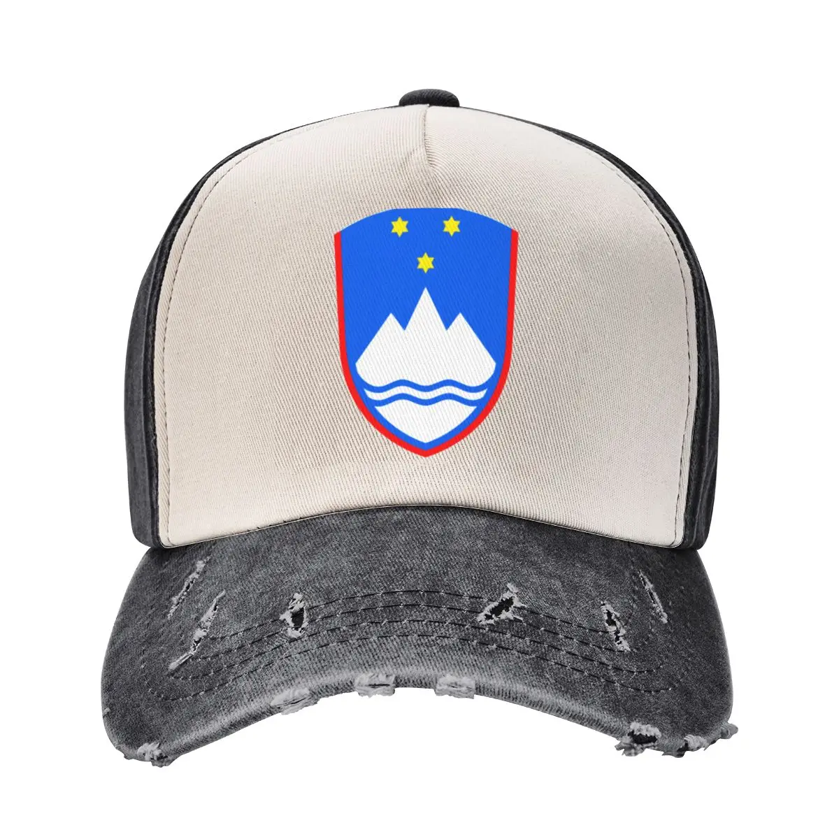 Emblema Da Eslovénia Color Blocking Angustiado Boné De Beisebol Pai Chapéus Homens Mulheres Vintage Lavado Algodão Caminhoneiro Ajustável Presente