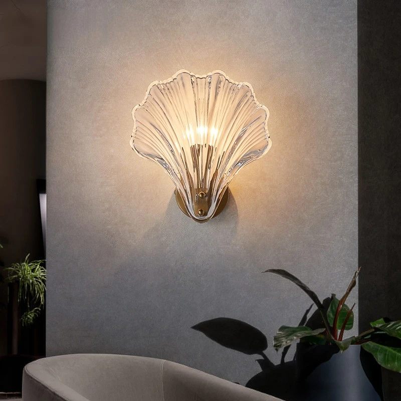 Moderno shell de parede de lâmpadas de LED hotel Casa Criativa quarto interior de Vidro, a luz da decoração de luxo de Cristal da lâmpada de cabeceira