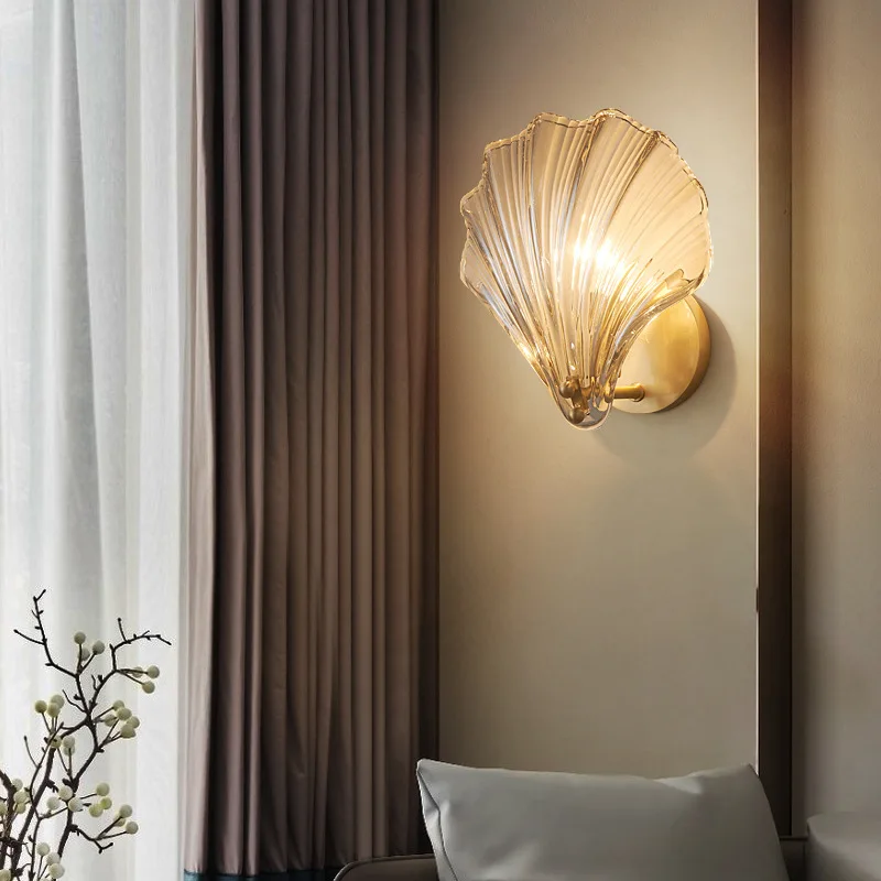 Moderno shell de parede de lâmpadas de LED hotel Casa Criativa quarto interior de Vidro, a luz da decoração de luxo de Cristal da lâmpada de cabeceira