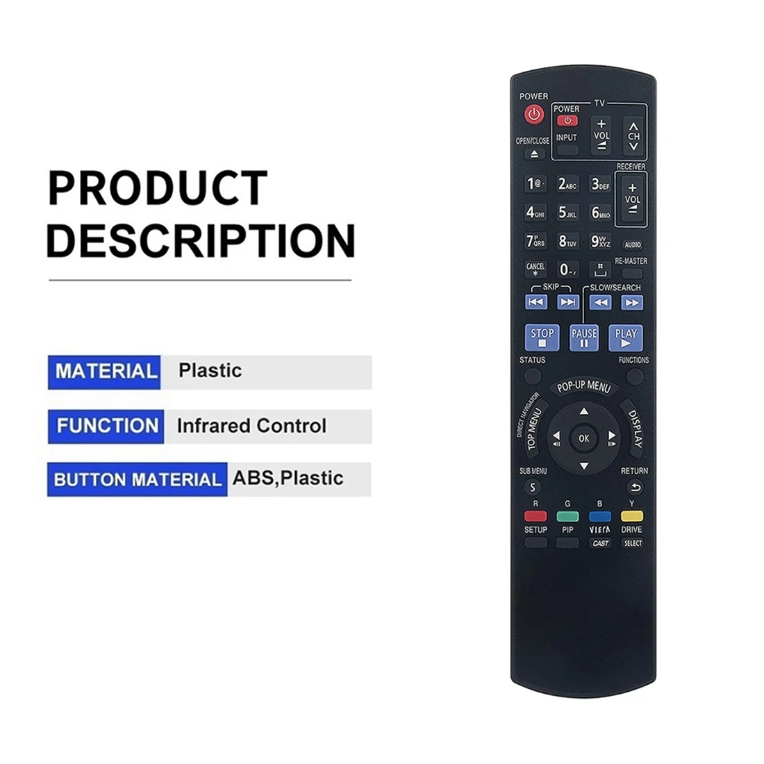 Controle remoto N2QAYB000378 para Panasonic Leitor Blu-Ray DMP-BD60 DMP-BD80 DMP-BD35 DMP-BD605 DMP-BD601 DMP-BD80K