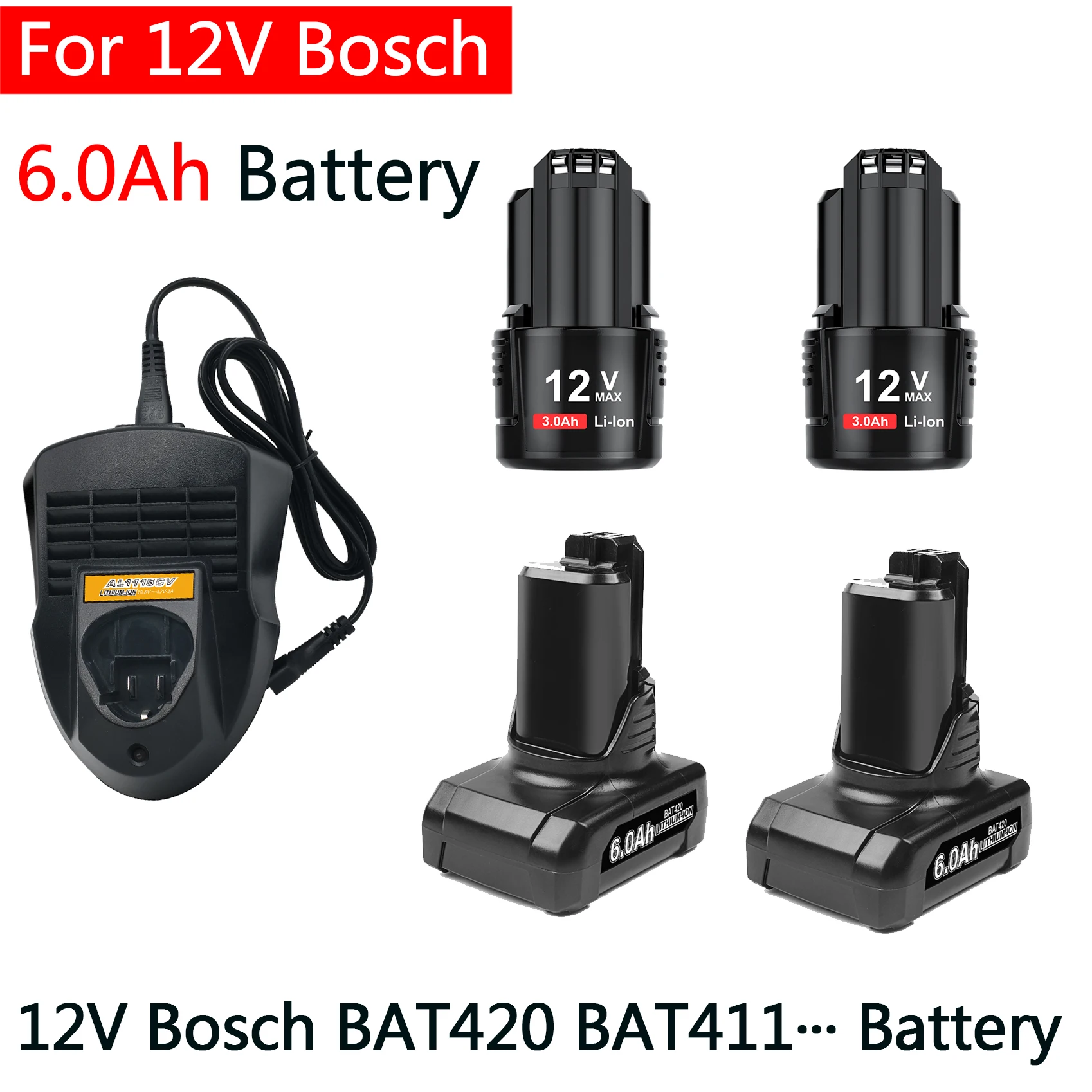 12V Bosch 6Ah Li-ion BAT420 BAT411 Substituição da Bateria para Bosch BAT411 BAT412 BAT413 BAT414 10.8 V Bateria de Ferramentas elétricas sem Fios