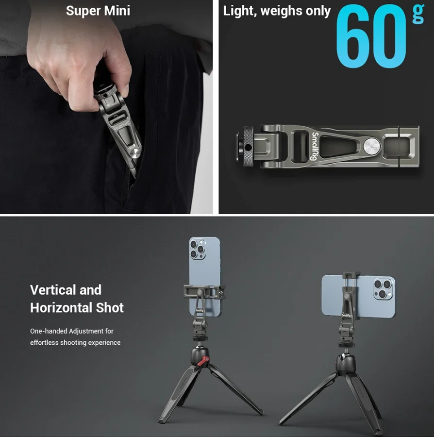 SmallRig Multifuncional Universal de Metal Smartphone Titular com Frio Montagem de Sapata e 1/4