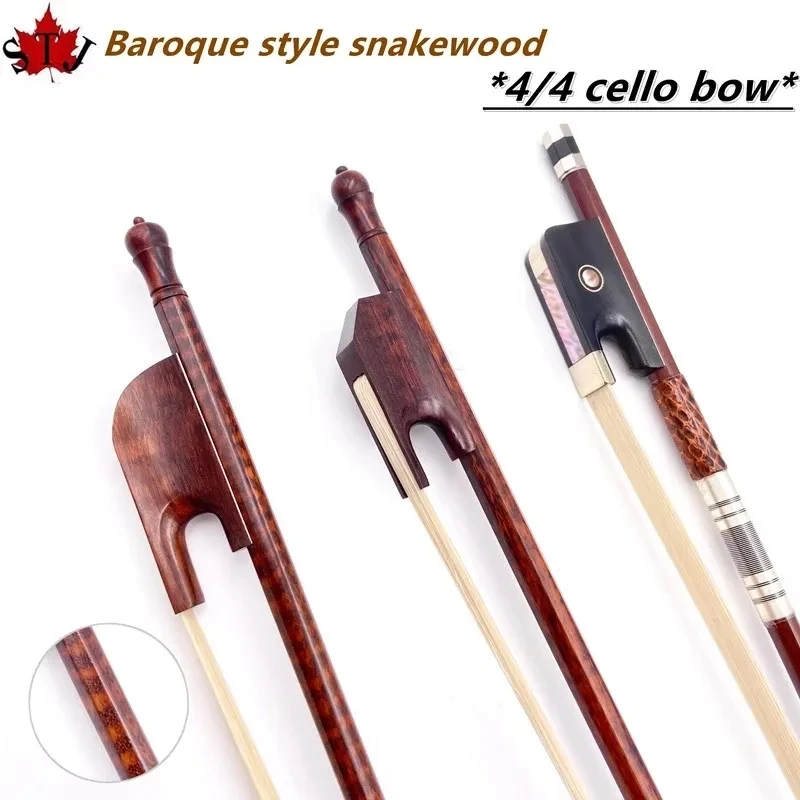 1pcs Nova luz negra Grade de manta de Fibra de carbono/snakewood/baroquestyle Vara rodada violoncelo 4/4 arco,Siberian cavalinha crina