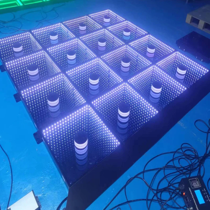 Fonte da fábrica ao ar livre Iluminado Magnético sem Fio do Abismo Infinito 3D Espelho Interative pistas de Dança de Led Para a Barra de KTV T Mostrar
