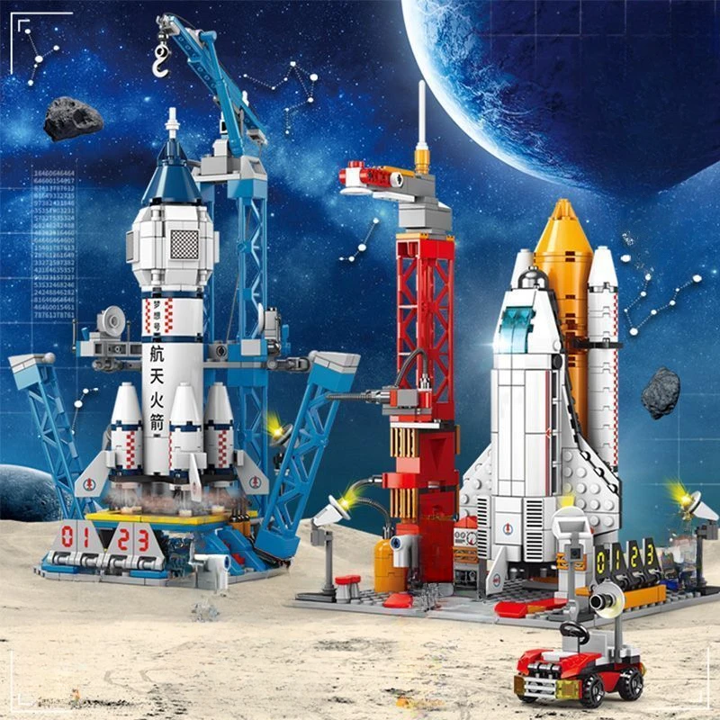Aeroespacial Espaço de Lançamento de Foguetes do Centro da Base de dados de Puzzle Modelo Mini Blocos de Construção de Montagem de Tijolos para Crianças Meninos Crianças Brinquedos Montessor