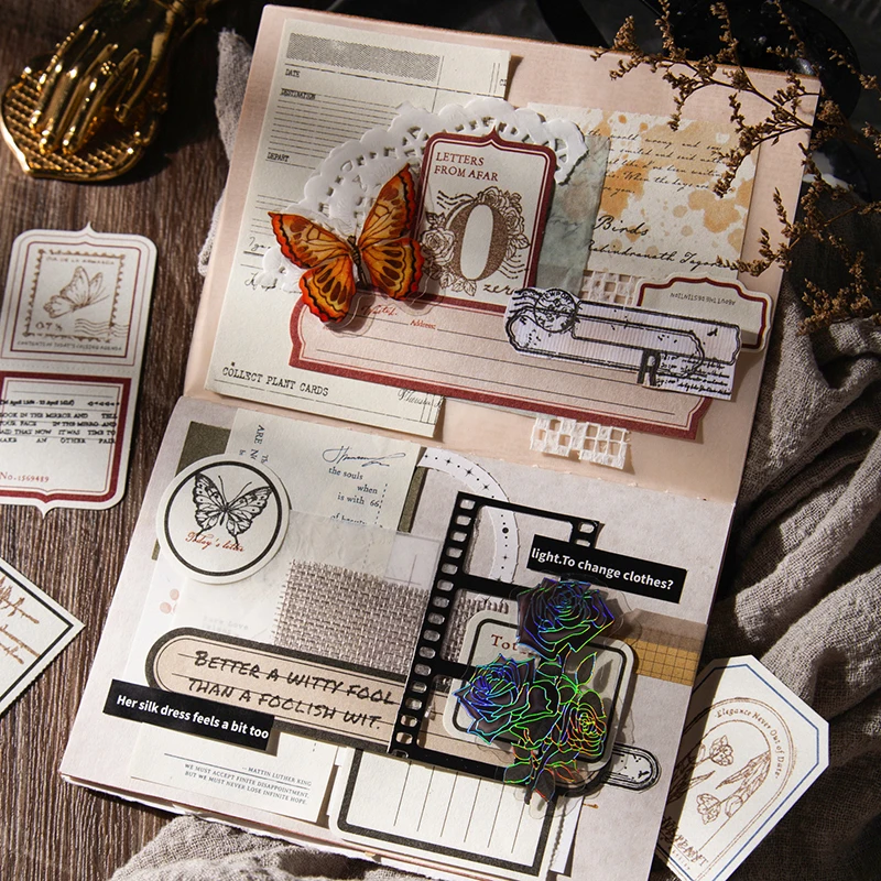 TIANZI 40 pcs Fundação Retro Quadro de papel de Etiqueta DIY Decorativos Scrapbook Colagem de Papel, material de Papelaria