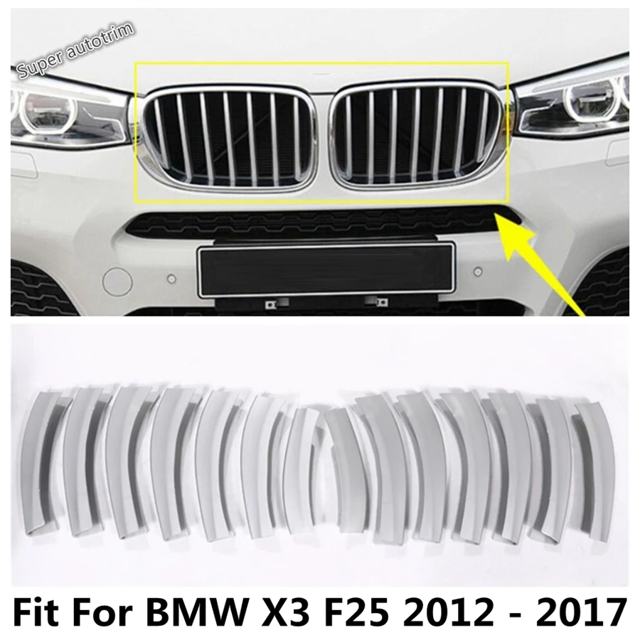 Carro da Frente do Meio da Grelha de Churrasqueira Decoração de Capa de acabamento Para BMW X3 F25 2012 2013 2014 2015 2016 2017 ABS Matte Acessórios Exterior