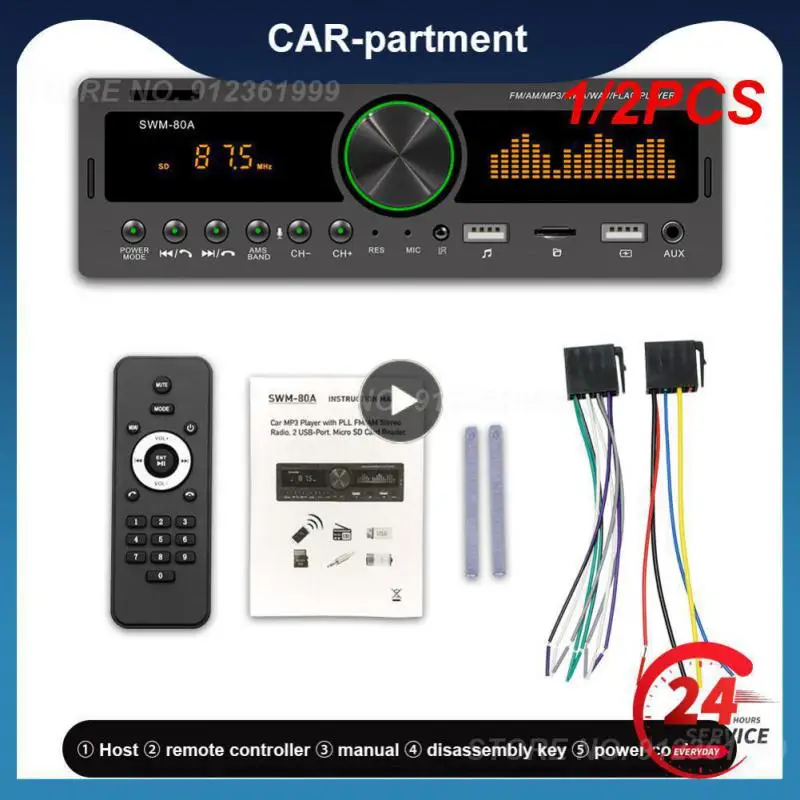 1/2PCS 1Din auto-Rádio Multimédia mãos livres MP3 Player FM SOU de Áudio 12V USB/SD/AUX de Entrada No Traço Localizador de Auto Estéreo Unidade de Cabeça