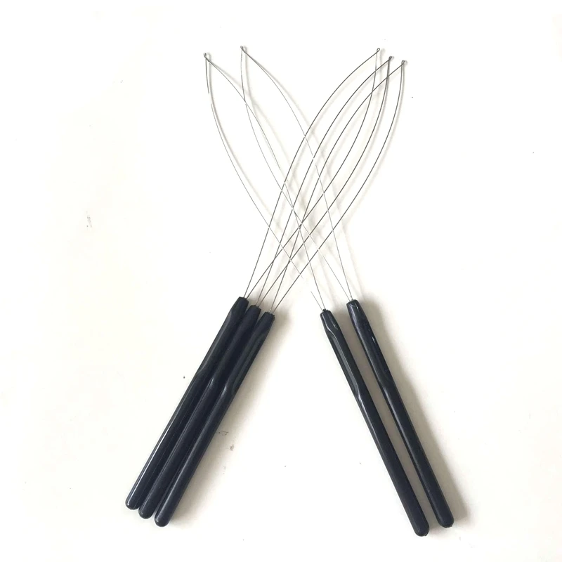 10 Peças De Mistura De Cores Com Cabo De Plástico Loop Threader Ferramentas Utilizadas Com O Alicate E Micro Esferas Para O Micro Anéis De Extensões De Cabelo