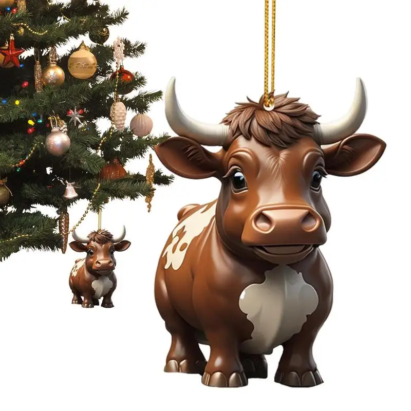 Carro De Vaca Ornamentos Bonito Dos Desenhos Animados Pingente Casa Da Árvore Vaca Decoração Espelho Retrovisor Pingente De Árvores De Natal Para Auto Acessórios Para O Lar