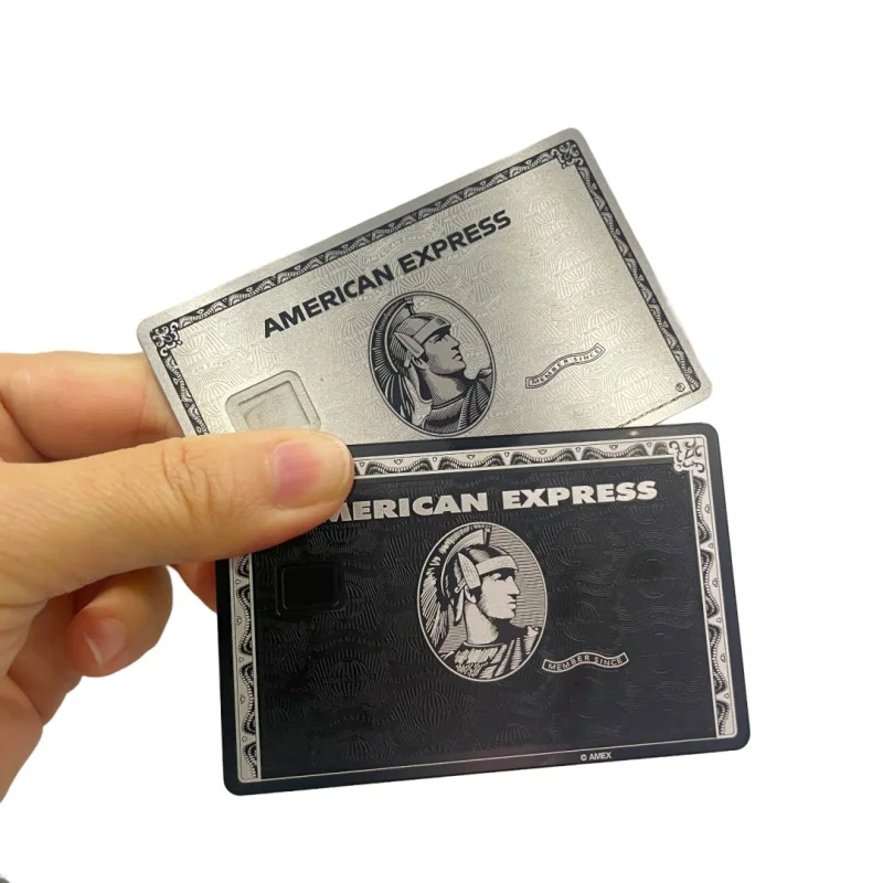 fm4442 gravado gravado chip buraco slot de gravação a laser espaços em branco de metal do cartão de crédito em branco amex cartão com o real tarja magnética Suporte
