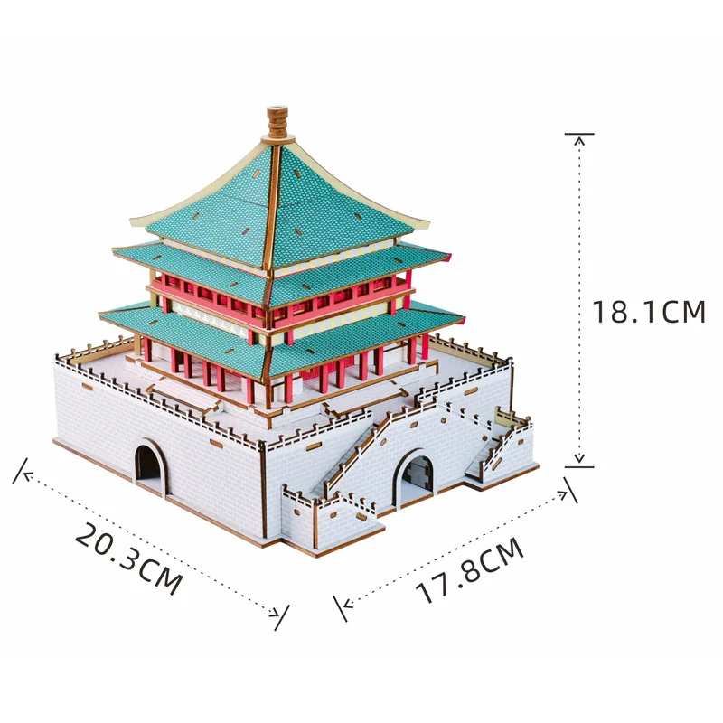Xi'an, Torre do Sino de Madeira de Construção do Modelo de Kit DIY Arquitetura Chinesa 3D Quebra-cabeça Handemade de Artesanato para Adultos Presente a Decoração Home