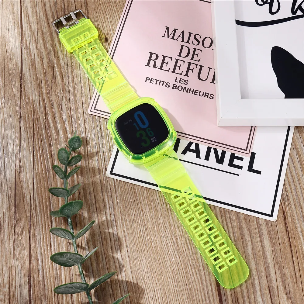 Silicone Esporte Limpar Banda + Case Para Fitbit Versa 3 2 1 banda Smart watch Para o Fitbit Versa Sentido Fitbit lite pulseira de Silicone+ Case