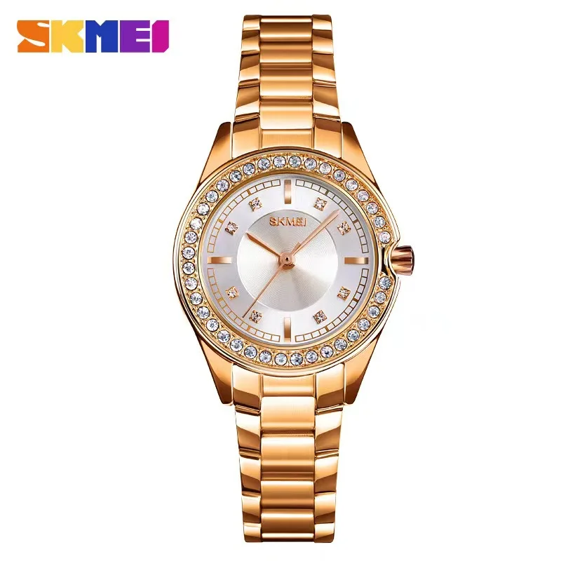 SKMEI 1534 Senhora Impermeável Mulheres Relógio de Quartzo do aço Inoxidável Pulseira de Moda Inovadora Diamond Girl Relógios de pulso Relógio reloj mujer